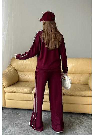 Balenbi Kadın Modal Kumaş Çift Biyeli Fermuarlı Takım 1127 Bordo