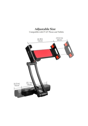 Sones Evrensel 360 Döndürme Tutucu Braketi Arka Koltuk Araç Montajı Kırmızı