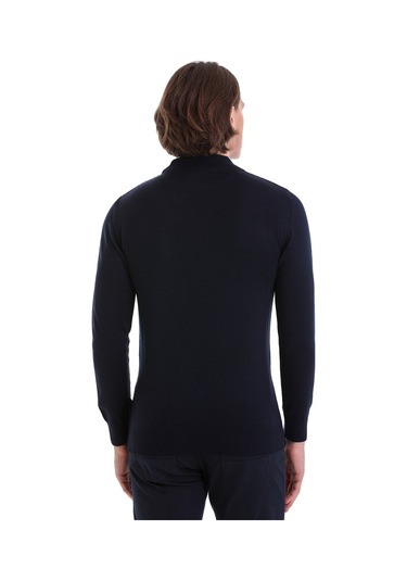 Hatemoğlu Lacivert Regular Fit Düz Yarım Balıkçı Yaka Yünlü Triko Kazak Lacivert