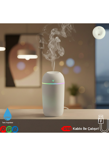 420ml Rgb Işıklı Mini Sessiz Usb Hava Nemlendirici & Aroma Difüzör