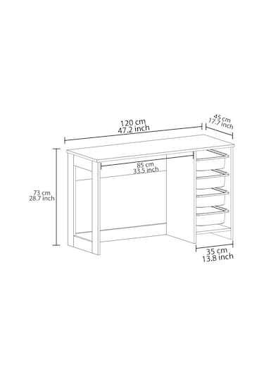 Hero Modern Çalışma Masası - 120 Cm Gri