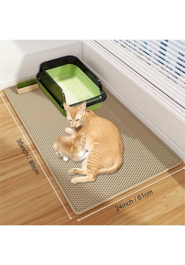 Elmpaly Devasa 35x24 İnç Hücreli Çift Katmanlı Kum Tutaçlı Kaymaz Krem Halı