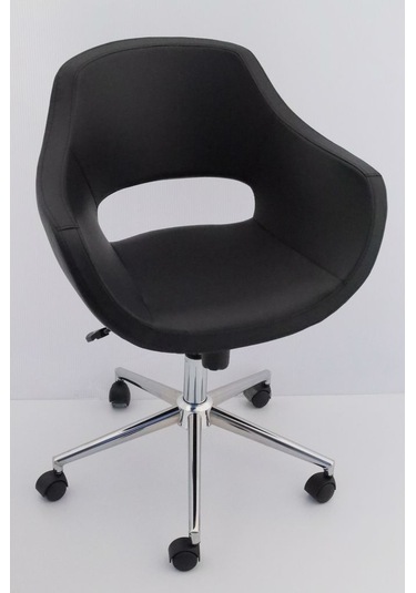 Ultra Siyah Deri Ofis Çalışma Sandalyesi