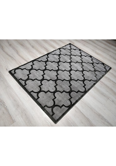 Eko Halı Como Cm04 Gri Siyah Modern Halı 120X170 Cm