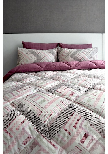 Alla Turca Çift Kişilik 4 Yastık Kılıflı Lastikli Çarşaflı Çift Taraflı Desenli Uyku Seti-nova Gül Kurusu Gülkurusu