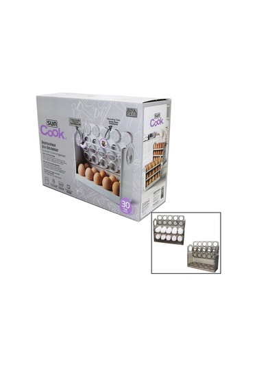 30 Hazneli Buzdolabı Yumurta Organizeri Yaylı Katlanır Raf - Zaman Kayıt Fonksiyonu 5365 Çok Renkli