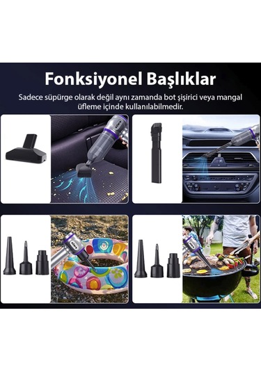 100w Çok Güçlü Ev Araba Süpürgesi Üfleme Özellikli 16000 Pa Emiş Gücü Garantili