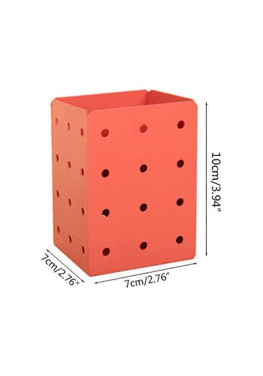 Ganzhoushop Yaratıcı Duvara Monte Kırtasiye Tutucu Çevre Dostu Kalemlik Karikatür Küp Şeklinde Kalemlik Büyük Kapasite Ev İçin Kayısı Mercan Turuncu