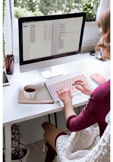 Büro Ev Ofis Bilgisayarı İçin Pembe Rgb Işıklı Klavye Mouse Seti Diğer