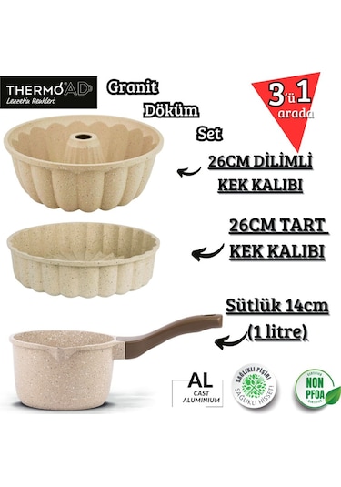 Thermoad 3'lü Vizon Set (Sosluk&Sütlük-Tart Kalıbı-Kek Kalıbı)