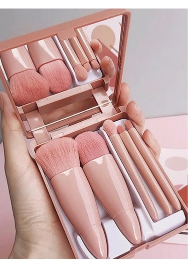 Taşınabilir Aynalı 5'li Makyaj Fırça Seti