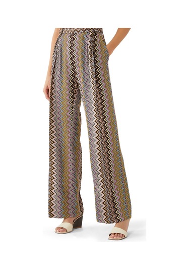 Missoni Zigzag Desenli Geniş Paça Pantolon Kahverengi