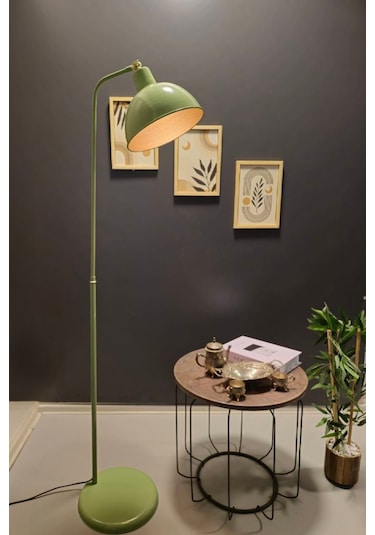 Dolce Yeşil Lambader Metal Gövde Tasarım Lüx Yerden Aydınlatma Yeşil