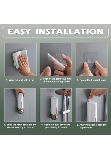 Xun Sıvı Sabunluk Duvara Montaj 450ml/15oz, Lüks Duş El Şeffaf