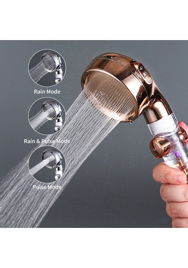 Ulzyvf 3 Modlu Turbo Fanlı Yüksek Basınçlı Banyo Duş Başlığı - Su Tasarruflu G1/2 Diğer