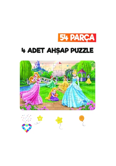 Ahşap 54 Parça 4 Adet Çocuk Puzzle-4