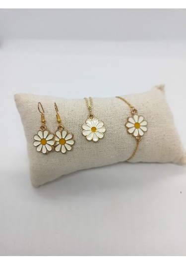 Balık Hediyelik Papatya Modeli İle Tasarlanmış Kolye Küpe Bileklik Set1029