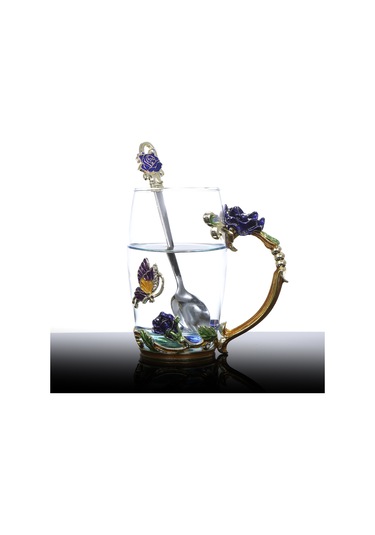 Moveevo Lüks Emaye Çiçek Desenli Çay Bardağı Seti - 350ml Kapasiteli, Isıya Dayanıklı Cam Bardak + Kaşık + Temizlik Bezi Mavi Moveevo Lüks Emaye Çiçek Desenli Çay Bardağı Seti - 350ml Kapasiteli, Isıya Dayanıklı Cam Bardak + Kaşık + Temizlik Bezi Mavi