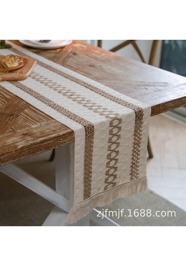 Didadodo Amerikan Boho Tarzı Pamuklu Keten Masalığı - 30x180 Cm Püsküllü, Diğer Desenler Diğer