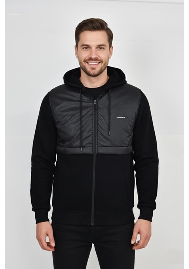 Dynamo Erkek Kapitone Modelli 3 İplik Kapüşonlu Sweatshirt Bgl-st04865 Siyah