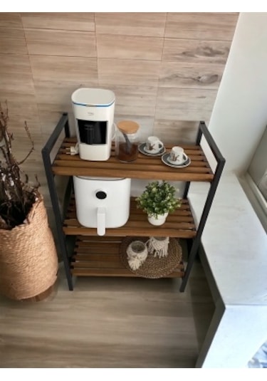 Kuzey Metal Ayaklı Masif Ahşap Mutfak Dolabı Rafı-ayakkablık -kit