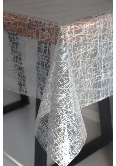 Pvc Şeffaf Desenli Silinebilir Muşamba Masa Örtüsü 440-çapraziplzr Gümüş