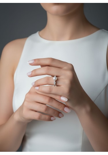 925 Ayar Gümüş Doğal İnci Set Gümüş