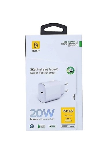 İberry 20 W / Pd3.0 Usb-c Port Fast Charger Şarj Adaptörü