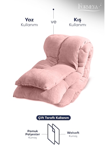 Formeya Lüx Welsoft Çift Taraflı Çift Kişilik Yorgan Pudra