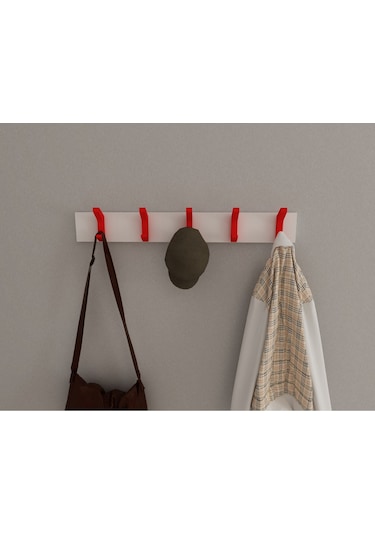 Hepsi3boyutlu Modern Duvar & Kapı Kanca Askılık - 5 Adet Kırmızı Kanca Askılık - Model No : 2 Kırmızı