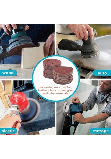 8 Delik 125mm Zımpara Ağaç İşleme Metal Taşlama Diski Aşındırıcı