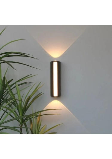 12 Watt Optik Çift Yönlü Dış Ve İç Mekan Uyumlu Duvar Led Apl... Siyah