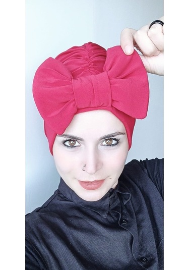 Kadın Tesettür Bone Fiyonklu Kırmızı Kırmızı