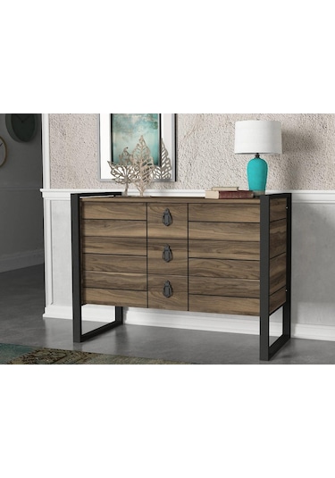 Dekorister Exclusive Lost Metal 3 Çekmeceli Şifonyer Ceviz Dekorister Exclusive Lost Metal 3 Çekmeceli Şifonyer Ceviz