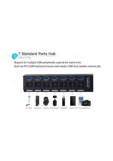 7 Port Usb 3.0 Çoklayıcı Çoğaltıcı Hub Çoklu Cihaz Çoklama Bilgisayar
