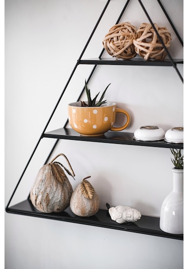 DEKORATİF METAL RAF ÜÇGEN DUVAR RAFI KURULUM GEREKTİRMEYEN TEK PA