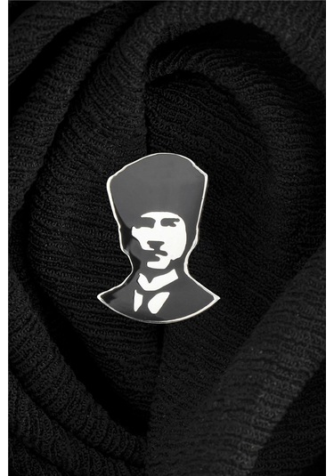 Mineli Atatürk Silüeti Gümüş Rozet -5872 Gümüş