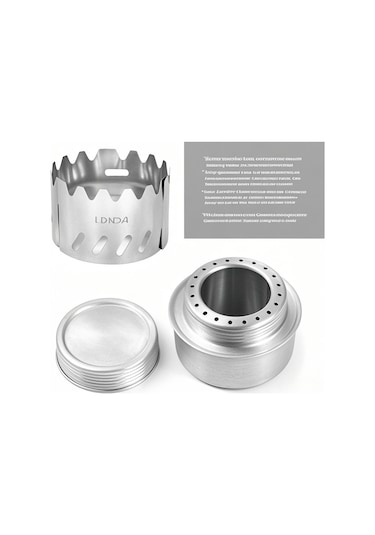 Yifomall Kamp Ve Bisiklet Turları İçin 100ml Alüminyum Alkol Ocağı + 3 Parça Paslanmaz Çelik Rüzgar Engelleyici Beyaz Kutulu Gümüş