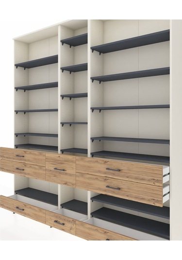 Arges Dolap 19 Raflı 8 Çekmeceli 220x30x243 Aytaşı-antrasit/çam Antrasıt/atlas Çam