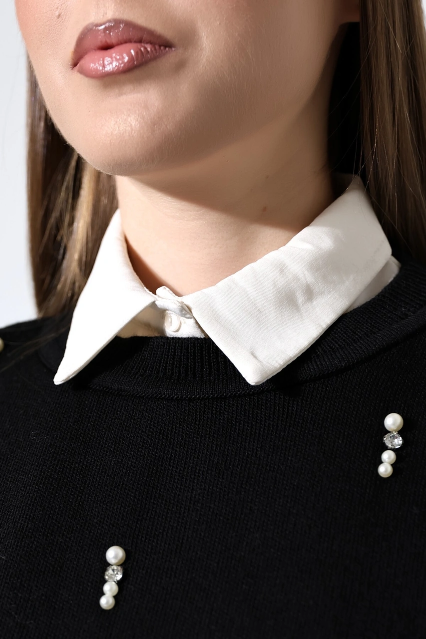 Schık Schık Pamuklu Yakalı Çıkarılabilir Yarım Gömlek Taş Sckwm24gml01 Taş