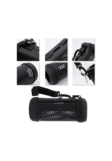 Konesam Jbl Flip5 İçin Siyah Eva+pu Deri Sabit Taşıma Kılıfı, Eldiven Kordonu Ve Dağcı Kanca İle, Delikli Ses Geçirimi Özelliği