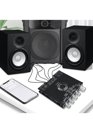 Vkemall Zk-as21 Kompakt 2.1 Kanal Tpa3255 Bt Dijital Güç Amplifikatörü Kartı Modülü Yüks Siyah