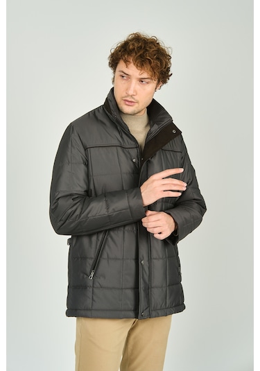 Daynax Erkek İçi Kürklü Dik Yaka Fermuar Ve Çıtçıt Kapamalı Mont Kaban 4000 Gri Gri