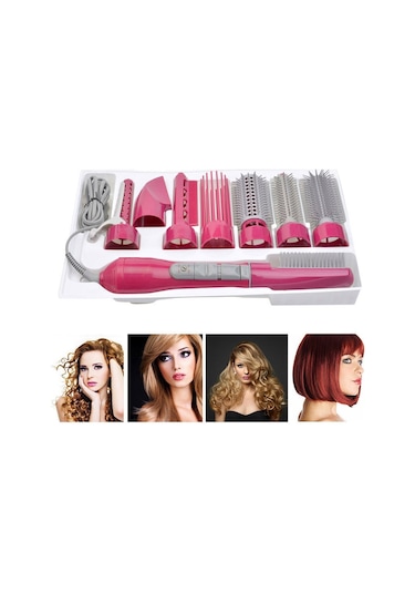 Sones 8'i 1 Arada Profesyonel Saç Kurutma Makinesi Saç Kıvırıcı Otel Seyahat Tarak Güçlü Saç Kurutma Makinesi Gül Kırmızısı