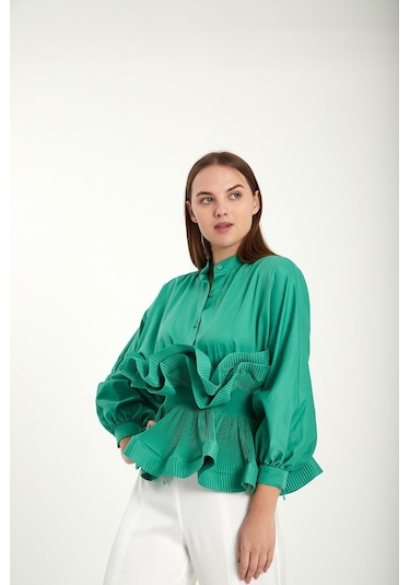 Modatalika Kadın Özel Tasarım Beli Lastikli Gömlek 001