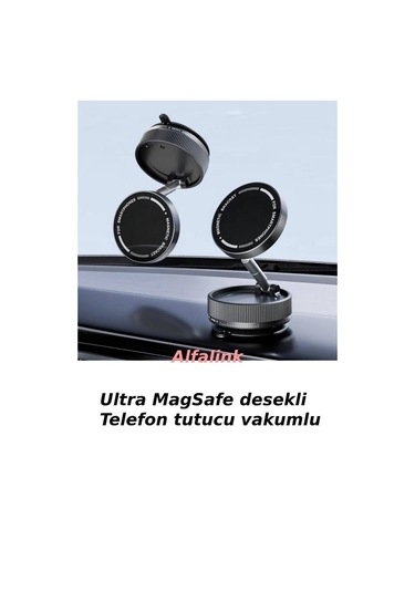 Alfalink K10b Siyah Vacum Katlanır Araç Telefon Tutucu - Ayna-cam Magsafe