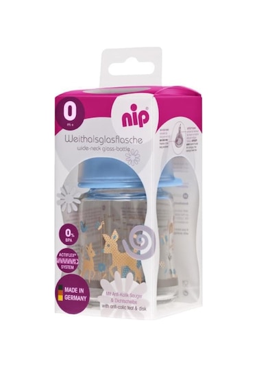Nip Wide Neck Bottle 120 ML Antikolik Cam Biberon Erkek