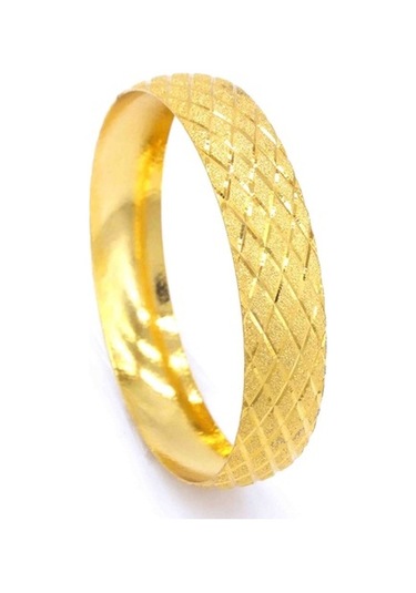 Ferizz 22 Ayar Altın Kaplama Baklava Deseneli 15 Mm Bilezik Altın