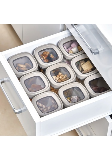 Ceronni Bonny Erzak Saklama Kabı 12li Set 1,8 Lt 1 Lt 600 Ml Bej Bej