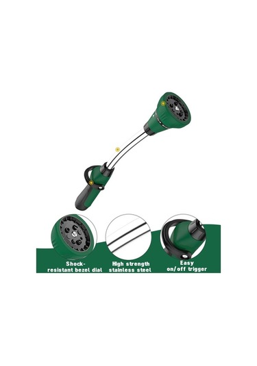 Besthome1 Yüksek Basınçlı Bahçe Hortumu Püskürtme Tabancası - 8 Ayarlı Yeşil Metal Sprey Tabancası